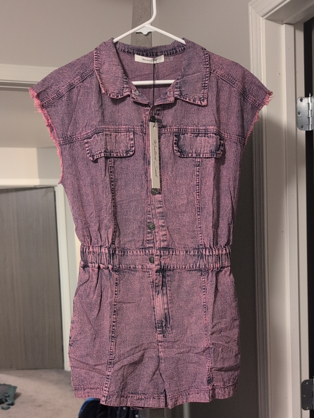 Mustard Seed Pink Denim Sleeveless Romper